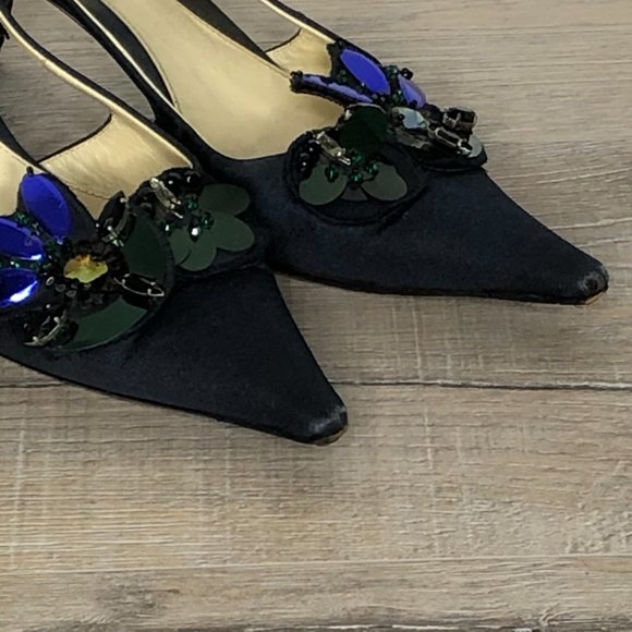 Vintage Prada Silk Jewel Gem Embellished Heels - Picture 6 of 7